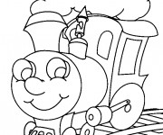 Coloriage Locomotive de Train te regarde
