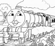 Coloriage et dessins gratuit Train avec visage à imprimer