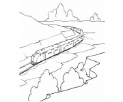 Coloriage Train de passagers sur le chemin