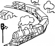 Coloriage Train et la nature