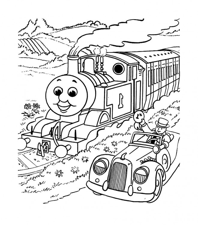 Coloriage Train et voiture magiques dessin gratuit à imprimer
