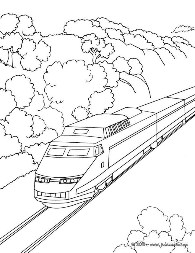Coloriage Train moyen de transport publique dessin gratuit à imprimer