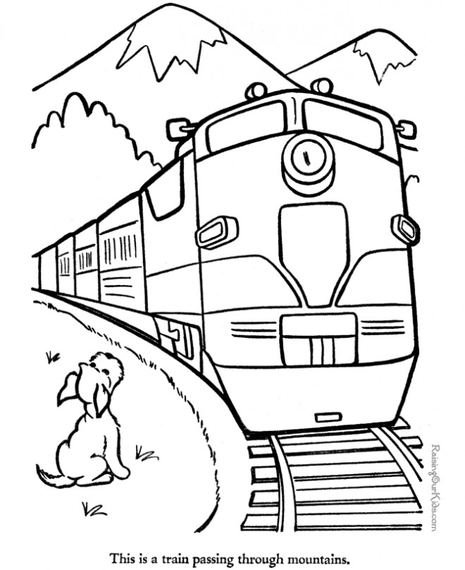 Coloriage et dessins gratuits Train passe devant le chien à imprimer