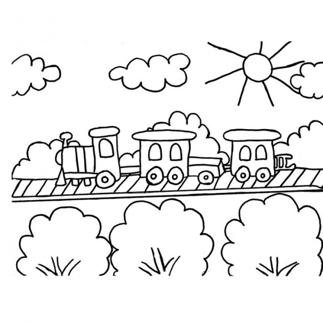 Coloriage et dessins gratuits Train passe par La Campagne à imprimer