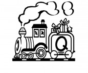 Coloriage Train portant des cadeaux