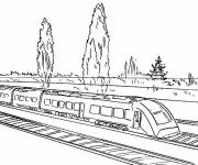Coloriage Train tgv duplex sur la route