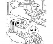 Coloriage Trains dans le terminal dessin animé