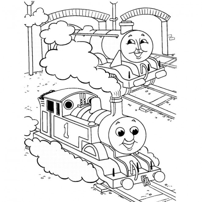 Coloriage et dessins gratuits Trains dans le terminal dessin animé à imprimer