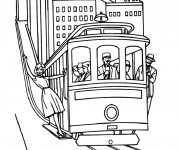 Coloriage Tramway dans la ville