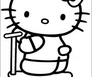 Coloriage Hello Kitty et sa Trottinette