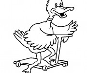 Coloriage Le Canard rigolo sur sa Trottinette