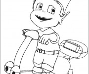 Coloriage Petit Garçon sur Scooter jouet