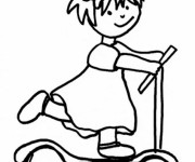 Coloriage et dessins gratuit Petite Fille sur La Trottinette à imprimer