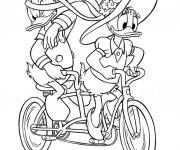 Coloriage Donald duck sur Vélo drôle