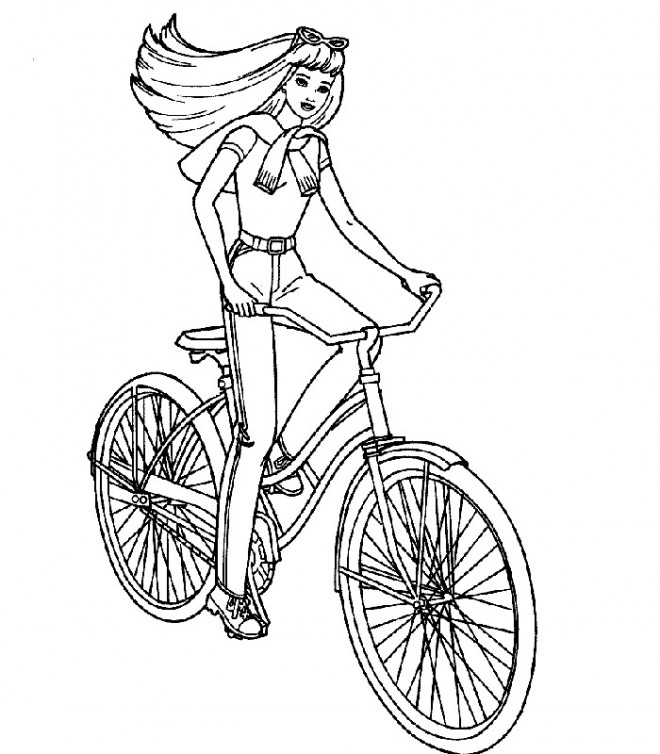 Coloriage La fille fait du Vélo Disney dessin gratuit à imprimer
