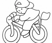 Coloriage Le gar&ccedil;on sur sa  Bicyclette