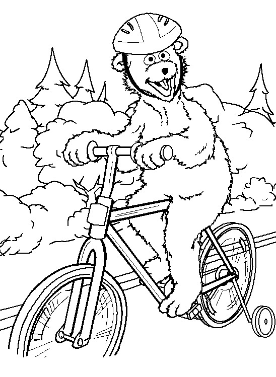 Coloriage Ours rigolo sur son V lo dessin gratuit imprimer