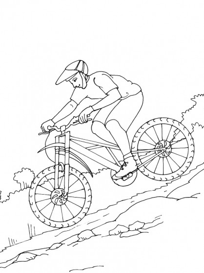 Coloriage et dessins gratuits Un cycliste dans la Montagne à imprimer