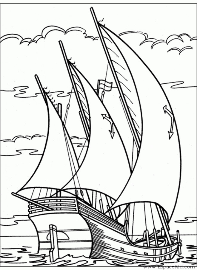 Coloriage Bateau à Voile De Guerre Dessin Gratuit à Imprimer