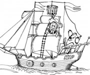 Coloriage Bateau à voile humoristique