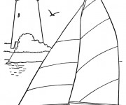 Coloriage et dessins gratuit La famille sur leur Bateau à imprimer