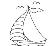 Coloriage et dessins gratuit Petit Bateau à voile dans la mer à imprimer