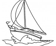 Coloriage Un bateau à voile couleur