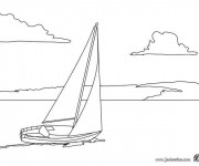 Coloriage Un petit bateau de pêche à voile