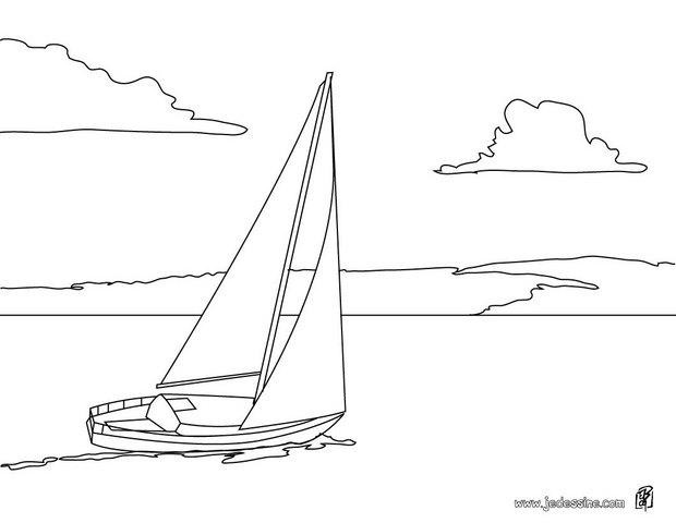 Coloriage et dessins gratuits Un petit bateau de pêche à voile à imprimer