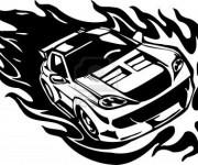 Coloriage et dessins gratuit Voiture de Course en Flamme à imprimer