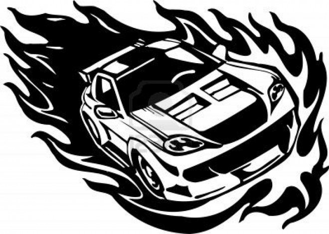 Coloriage Voiture De Course En Flamme Dessin Gratuit à Imprimer