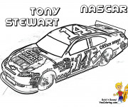 Coloriage Voiture de Course Nascar de Tony Stewart