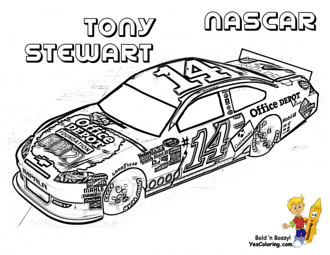 Coloriage Voiture de Course Nascar de Tony Stewart