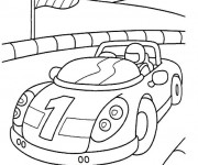 Coloriage Voiture sur parcours de Course