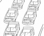 Coloriage Voitures de Course Nascar au départ