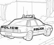 Coloriage Ancienne voiture de police en supervision