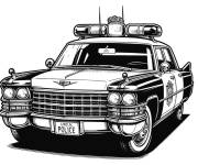 Coloriage Ancienne voiture de police mod&egrave;le Cadillac