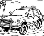 Coloriage et dessins gratuit Camion de police &agrave; la plage à imprimer