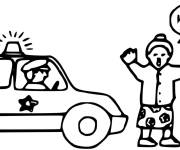 Coloriage La voiture de police en mission pour sauver la femme