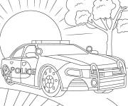 Coloriage Le soleil brille sur la voiture de police
