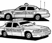 Coloriage Les voitures de police en noir et blanc
