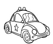 Coloriage Une petite voiture de police pour enfants
