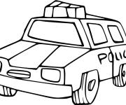 Coloriage V&eacute;hicule de police facile en maternelle