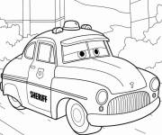 Coloriage Voiture comme personnage de shérif du film Cars
