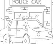 Coloriage Voiture de gendarmerie devant la station de police