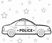 Coloriage Voiture de police avec des étoiles