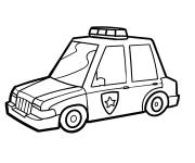 Coloriage Voiture de police avec des petits pneus