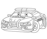 Coloriage Voiture de police avec des yeux de dessin anim&eacute;