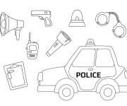 Coloriage Voiture de police avec l'&eacute;quipement