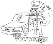 Coloriage Voiture de police avec le renard policier